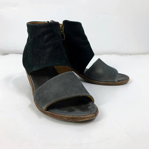 P. Monjo Women Suede Leather Side Zip Open Toe Heeled Sandals Size 8.5 - Picture 2 of 16